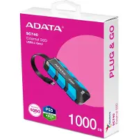ADATA SC740, 1 TB, USB Typ-C, 3.2 Gen 2 (3.1 Gen 2), 1050 MB/s, 10 Gbit/s, Schwarz, Blau