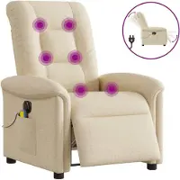 vidaXL Möbel Massagesessel Elektrisch Creme Stoff - Fernseh- & Relaxsessel 3303252