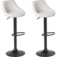 Beliani Set mit 2 Barstühlen hellgrauer Stoffbezug schwarze Beine höhenverstellbar Esszimmer modern
