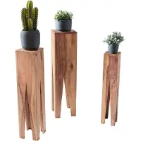 Wohnling Beistelltisch 3er-Set Akazie massiv lackiert - 25 x 25 cm - SOFIE