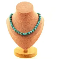 Bijoux Steine und Mineralien. Halskette mit 8 mm Turquoise-Perlen aus Südafrika, Edelstahlkette, Halskette für Frauen und Männer. Anpassbare Größe.