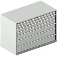 Schäfer Shop Schubladenschrank WSK 78–36 E, Stahl, 7 Schübe, 75 kg Traglast, B 1431 mm x T 725 mm x H 1000 mm, lichtgrau/lichtgrau