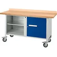 Schäfer Shop Mobile Werkbank PWi 150-1, Buche-Dekor Multiplexplatte, bis 400 kg, B 1500 x T 700 x H 840 mm