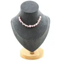 Bijoux Edelsteine und Mineralien. Kette mit 15 Perlen Kunzit aus Brasilien. Kette aus Edelstahl Halskette für Frauen, Männer. Anpassbare Größe.