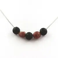 Bijoux Collier - Ein - Lava Perlen 8 mm - Brasilianischer Rubin - Edelstahl - Länge nach Wahl