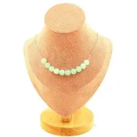 Bijoux Steine und Mineralien. Halskette mit 10 Angélite-Perlen von 8 mm. Kette aus rostfreiem Stahl. Halskette für Frauen, Männer. Anpassbare Größe.
