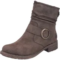 Rieker Damen Stiefelette mit runder Schnalle am gerafften Schaft 79454, Größe:37 EU, Farbe:Braun