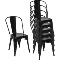 Mendler 6er-Set Stuhl MCW-A73, Bistrostuhl Stapelstuhl, Metall Industriedesign stapelbar schwarz