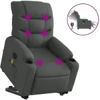 vidaXL Elektrischer Massagesessel mit Aufstehhilfe Dunkelgrau Stoff