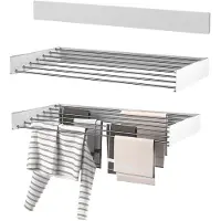 Wasophoogte Wäscheständer Ausziehbar, wäscheständer wand, 8,4m Trockenlänge, Klappbarr Waschetrockner 120cm, Weiß