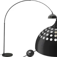 TecTake Bogenlampe Stehleuchte Wohnzimmer - Retro Vintage Esszimmerlampe - Hängend, ideal für Esstisch und Wohnzimmer - Bogenlampe - schwarz