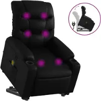 vidaXL Massagesessel mit Aufstehhilfe Schwarz Kunstleder