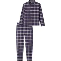 Schiesser Pyjama Damen Jersey blau kariert, 40 740536-0004-00400