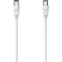 Hama Antennen-Kabel, Koax-Stecker - Koax-Kupplung, 10 m, 75 dB, Weiss