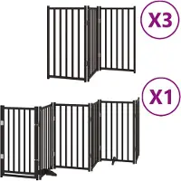 vidaXL 15-tlg. Hundetor mit Tür Faltbar Schwarz 750 cm Pappelholz