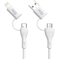 Jaym , 4in1 USB Kabel 3A Sync Lightning/USB-C 60W Schnellladen robust, Weiß