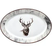 MamboCat Alois Servierplatte oval Porzellan 35,5x24,3cm Hirsch Grill-Teller Antipasti