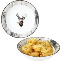MamboCat 2x Alois Servierschale Ø23cm 1L Porzellan Hirsch Suppen-Schüssel Beilagen Salat