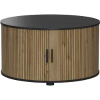 Vicco Couchtisch Selva Eiche/Schwarz 80 x 80 cm mit Schiebetür, Model 56362