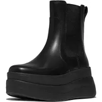 FitFlop Stiefeletten F-Mode Stack Leather Chelsea Boots Damen All Black-Schuhgröße 42