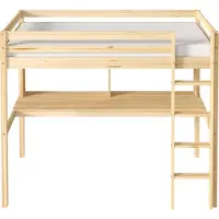 Sunny Sil Hochbett aus Holz mit Schreibtisch in Naturfarben | Kinderbett ohne Matratze | Einzelbett mit Treppe in 208 x 100,5 x 172 cm | Für Matratzengröße: 90 x 200 cm