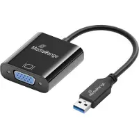 MediaRange USB-A 3.0 auf VGA (HD15) Video Konverter, 20cm, Schwarz