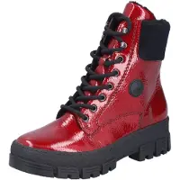 Rieker Biker Boots Damen Schnürstiefel Kurzstiefel gefüttert rot 40