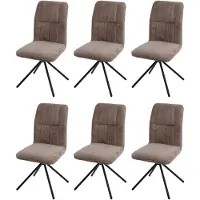 Mendler 6er-Set Esszimmerstuhl MCW-N99, Küchenstuhl, drehbar Auto-Return, Stoff/Textil Chenille (340g/m²) hellbraun
