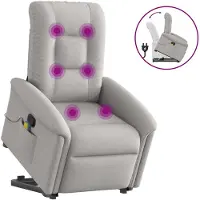 vidaXL Massagesessel mit Aufstehhilfe Wolkengrau Stoff