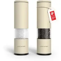 LARS NYSØM Salz und Pfeffer Mühle 2er Set Manuell mit einstellbarem Keramik-Mahlwerk von grob bis fein I Design Gewürzmühlenset (2 Stück) Buttercream
