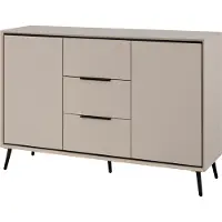 Die Möbelfundgrube Sideboard mit 3 Schubladen beige schwarz 135 cm - ARONA