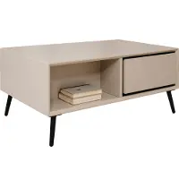 Die Möbelfundgrube Couchtisch mit 2 Schubladen beige schwarz 94 x 55 cm - ARONA