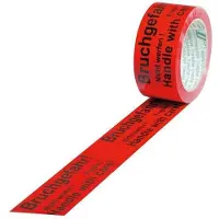 Transpak Kennzeichnungsband Breite 50mm Länge 66m Stärke 52µ PVC rot Aufdruck Bruchgefahr