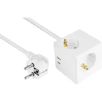 Kabelmeister Steckdosenwürfel mit 3m Zuleitung 3x SchuKo; 1x USB-C 20W PD 3.0; USB-A 18W Weiß