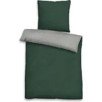 TRAUMSCHLAF Uni Melange Flanell Bettwäsche 840200 240x220 cm + 2x 80x80 cm dunkelgrün