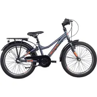 Coolmobility 20 Zoll Kinderfahrrad, 3-Gang, Jungenfahrrad, S’COOL troX, ab 6–9 Jahre, 115–130 cm, Dunkelgrau/Orange