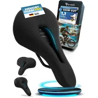 MIVELO Comfort Pro MTB Fahrradsattel - Ergonomisch - Memory Foam - Wasserdicht - 28 x 14 cm - Schwarz