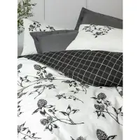 L'essentiel Maison , Ranforce King-Size-Bettbezug-Set (FR), Ohia - Anthracite, 100 % BAUMWOLLE RANFORCE, Anthrazit, 240 x 220 cm