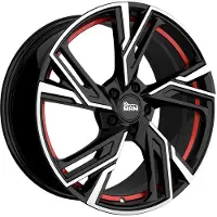 MAM WHEELS 16 Zoll Alufelge RS5 16"x7.00" 5x100 PCD ET38 63.4mm Felge Schwarz Rot Frontpoliert