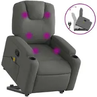 vidaXL Massagesessel mit Aufstehhilfe Dunkelgrau Stoff