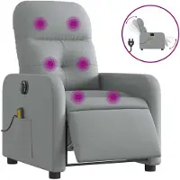 vidaXL Massagesessel Elektrisch Hellgrau Stoff