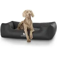 Knuffelwuff Orthopädisches Hundebett Madison aus laser-gestepptem Kunstleder XXL 120 x 85cm Schwarz