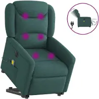 vidaXL Elektrischer Massagesessel mit Aufstehhilfe Dunkelgrün Stoff