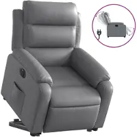vidaXL Relaxsessel mit Aufstehhilfe Elektrisch Grau Kunstleder