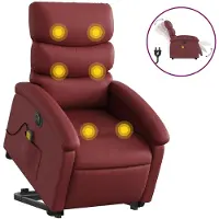 vidaXL Massagesessel mit Aufstehhilfe Elektrisch Weinrot Kunstleder