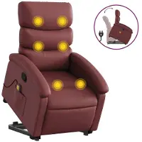 vidaXL Massagesessel mit Aufstehhilfe Weinrot Kunstleder