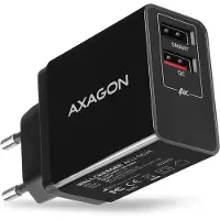Axagon ACU-QS24 QUICK SMART Wandladegerät, 2x USB port QC3.0/AFC/FCP + 5V-1.2A, 24W, Drinnen, AC, 12 V, Schwarz