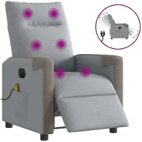 vidaXL Massagesessel Elektrisch Hellgrau Stoff