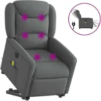 vidaXL Elektrischer Massagesessel mit Aufstehhilfe Dunkelgrau Stoff