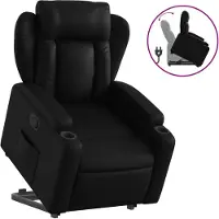 vidaXL Relaxsessel mit Aufstehhilfe Schwarz Kunstleder